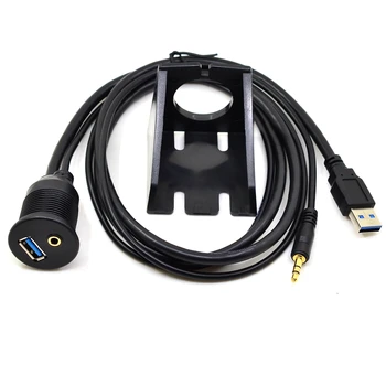 1 м USB 3,0 и 3,5 мм к USB и 3,5 мм AUX Удлинительный кабель для Скрытого Монтажа Кабельный Шнур для Автомобиля/Лодки/Прицепа с Циферблатом 3 фута