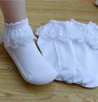 10 пар/лот, Кружевные носки с оборками для маленьких девочек, сетчатые детские короткие дышащие хлопковые носки для девочек
