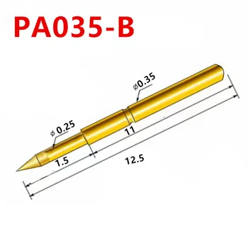 100ШТ Позолоченный пружинный тестовый штифт PA035-B Заостренный Наружный диаметр 0,35 мм Общая длина 12,5 мм Тестовый штифт печатной платы