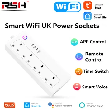 13A Вилка UK UE US Power Strip Smart Switch 1,8 М Шнур Кабель Универсальные Розетки 4 Порта USB Электрическая Розетка Через Alexa Google Home