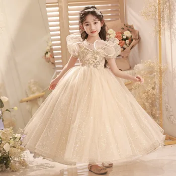 2023 Новые детские платья для вечеринки, Свадебное платье, расшитое блестками, Детское Праздничное платье принцессы для девочек, тюлевое платье для девочек, одежда для девочек
