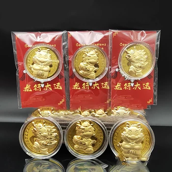 2024 Монета с драконом, Памятный Фарфоровый талисман, дракон, позолоченные монеты, предметы Коллекционирования, Художественная медаль, подарки на Новый Год