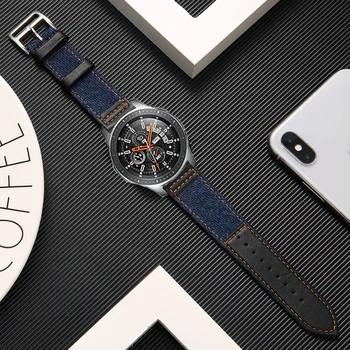 22 мм кожаный джинсовый ремешок для Samsung Galaxy watch 3 45 мм Gear S3 Amazfit GTR 47 мм Высококачественный браслет-ремешок для Huawei watch 46 мм