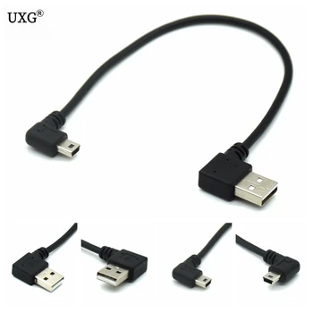 25 см Короткий 90-Градусный кабель USB 2.0 A Male-Mini USB B Male с левым углом наклона 90 Градусов для синхронизации данных и зарядки