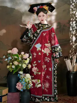 4 цвета, осенняя одежда Поздней династии Цин, Китайское традиционное платье Ципао для женщин, изысканный Вышитый Длинный Чонсам