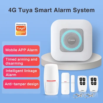 4G Tuya APP Система сигнализации Умного дома Комплект охранной сигнализации С датчиком движения Дверной контакт