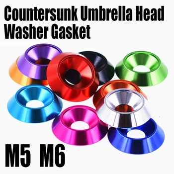 5 шт. Алюминиевый цветной зонт M5 M6 с потайной головкой, винт с плоской головкой, Вогнутая Коническая декоративная прокладка для шайбы