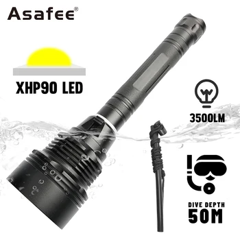 Asafee P90 светодиодный суперяркий фонарик для дайвинга, профессиональный водонепроницаемый Фреатический водный фонарь, батарея 26650, Подводный 50 метров