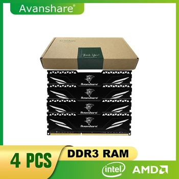Avanshare Radiater Настольная Оперативная память DDR3 8GB 4GB 1600MHz 1300MHz Черный Радиатор Оперативная память Для Материнской платы Intel AMD Все Совместимо