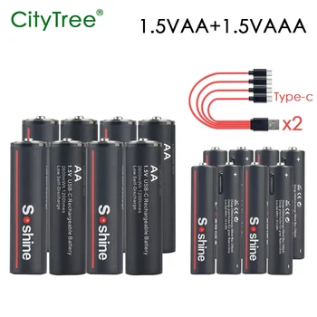 CityTree 2600mWh 1,5 V USB AA Аккумуляторная Батарея + 600mWh 1,5 V USB AAA Аккумулятор Литий-ионный AA AAA Аккумуляторная Батарея для Камеры Игрушки