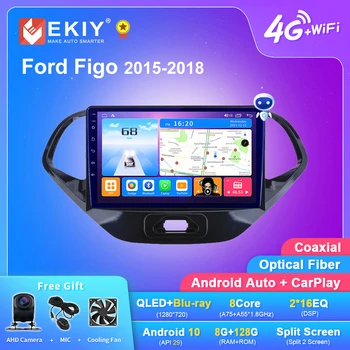 EKIY T7 DSP Android 10 Автомобильный Радиоприемник Для Ford Figo 2015-2018 Мультимедийный Плеер Carplay GPS Navi No 2din Магнитофон Головное устройство DVD