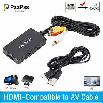 HDMI-совместимый С RCA AV/CVBS Адаптер Видео Конвертер HDMI в RCA AV/CVSB L/R Видео 1080P Mini HDMI в AV Поддержка NTSC PAL