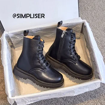 SIMPLISER 2023, осенне-зимние ботильоны для детей, Белые Черные теплые флисовые ботинки, детская противоскользящая зимняя обувь