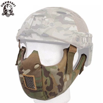 SINAIRSOFT Тактическая полумаска на половину лица для быстрого шлема, военный страйкбол, пейнтбол, охотничий аксессуар, защитная сетчатая маска для лица