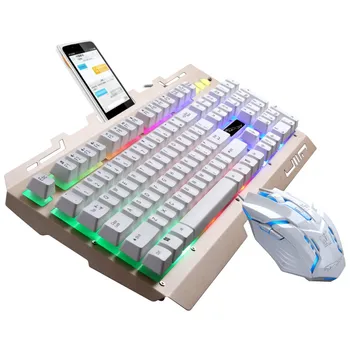 USB Проводная игровая клавиатура Мышь Комплект Комбинированной RGB Подсветки Для ПК, Ноутбука, мобильной клавиатуры, Геймерской белой клавиатуры