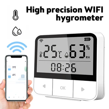 WIFI Датчик температуры и влажности, внутренний гигрометр, термометр, детектор, Пульт дистанционного управления Smart Life, Поддержка Alexa/Google Home