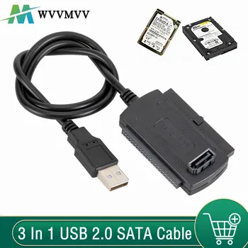 WvvMvv 3 в 1 USB 2.0 IDE SATA 5.25 S-ATA 2.5 3.5 Дюймов Жесткий Диск HDD Кабель-Адаптер Для Портативных ПК Конвертер
