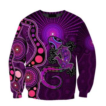 Аборигены Австралии, фиолетовый, с изображением Ящерицы, Солнца, 3D Толстовка, толстовки на молнии, женские Для мужчин пуловеры, Костюмы для косплея