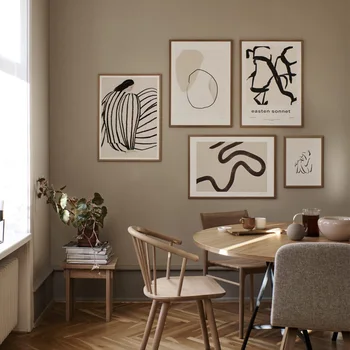 Абстрактные плакаты на скандинавскую тему в минималистичном стиле и линии печати, Настенное искусство для девочек, холст, живопись, Домашние настенные панно для декора гостиной