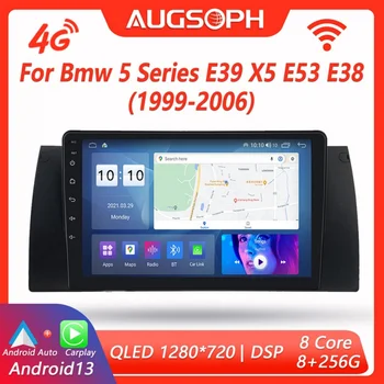Автомагнитола Android 13 для BMW E39 E53 M5 X5 1999-2006, 9-дюймовый Мультимедийный плеер с 4G WiFi Carplay и 2Din GPS-навигацией