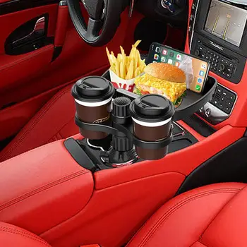 Автомобильный подстаканник с регулируемым на 360 градусов поворотным основанием, Автомобильный столик для еды и напитков, держатель для дорожных поездок, Автомобильные аксессуары