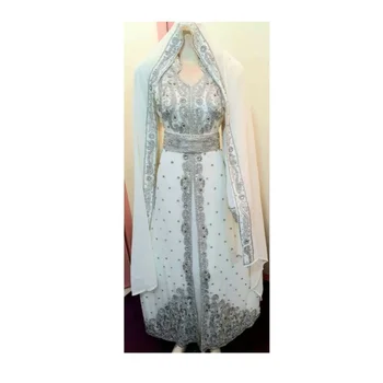 Белое Платье, Африканский костюм Подружки Невесты, Длинное платье Абайя, Вечерняя вышитая бисером Длинная рубашка в Дубае и марокканском стиле
