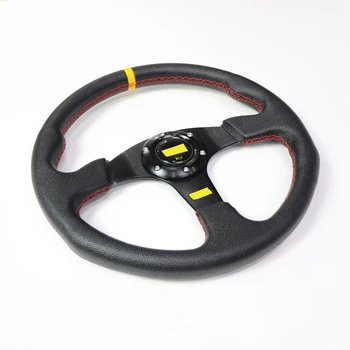 Высококачественное Гоночное рулевое колесо из натуральной кожи 14 дюймов 340 мм Черного цвета, Универсальные Гоночные рулевые колеса для дрифта
