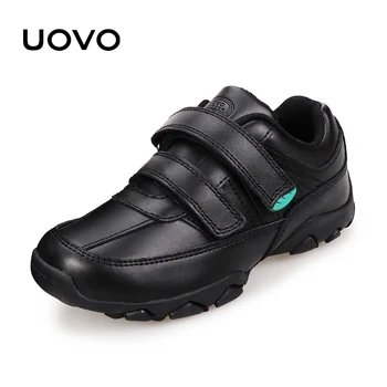 Детская обувь UOVO 2023, Весенне-осенние детские кроссовки, обувь из натуральной кожи для мальчиков, черные повседневные кроссовки, размер обуви 31-42
