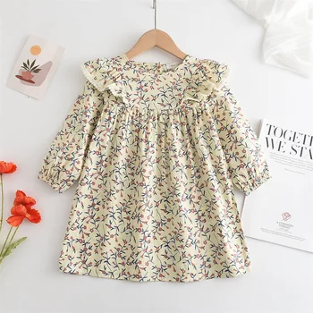 Детская одежда с цветочным рисунком 2023, Весеннее новое Милое платье для куклы для маленьких девочек, Корейское детское платье принцессы