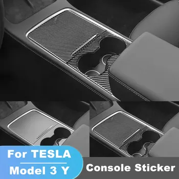Для Tesla Model 3 21-23 Внутренняя отделка из углеродного волокна Консоль Подлокотник Коробка Литье Наклейка Крышка Наклейка