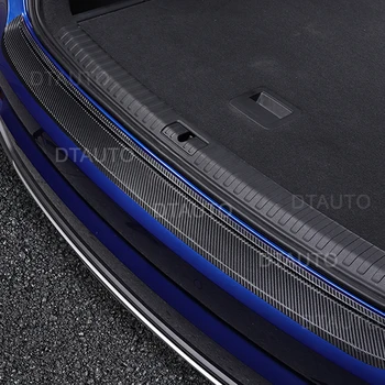 Для Tesla Модель 3 Модель Y 2020 2021 2022 Автомобильные аксессуары из углеродного волокна PU Внутренняя защитная пластина заднего бампера, накладка