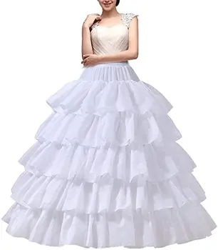 Женская Нижняя юбка с кринолином, юбка-обруч, 5 слоев бального платья с оборками, полуприлегающая нижняя юбка для свадебного платья