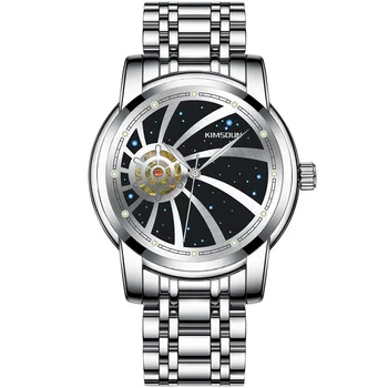 Звездное небо Циферблат Полый Полностью автоматические часы Мужские механические часы водонепроницаемые мужские часы
