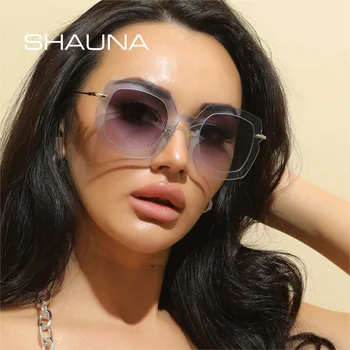 Квадратные женские солнцезащитные очки SHAUNA в стиле Ретро Без оправы, Модные цветные градиентные очки, трендовые мужские солнцезащитные очки UV400