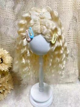 Кукольные парики для Blythe Qbaby с мохеровыми золотистыми локонами 9-10 дюймов