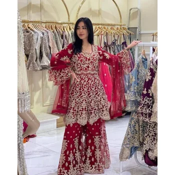Курта Сари для женщин, Шаровары, костюм Sharara Plazzo, Пакистанский костюм, Свадебное платье