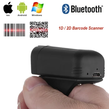 Маленький сканер штрих-кодов RUGLINE Finger Ring 1D 2D для сканирования штрих-кодов Android и iOS/Bluetooth для коммерческой POS-системы