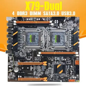 Материнская плата компьютера X79 с двойным процессором, эффективная SATA3.0, высокоскоростная материнская плата LGA 2011 4 x DDR3 для ПК