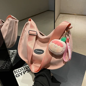 Милая повседневная нейлоновая женская сумка 2023, новая сумка через плечо на одно плечо, модная сумка-тоут, дорожная сумка для покупок, кошелек, школьный ранец для девочек