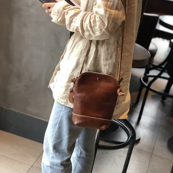 Модная женская маленькая сумочка ручной работы из натуральной мягкой натуральной кожи для мобильного телефона, маленькая квадратная сумка-мессенджер на плечо