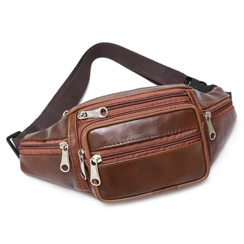 Модная мужская поясная сумка из натуральной кожи с несколькими карманами на молнии, поясная сумка с Регулируемым ремешком, Нагрудная поясная сумка, спортивная сумка через плечо на открытом воздухе