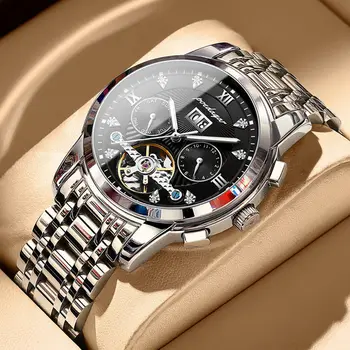 Мульти швейцарские модные мужские часы, полноавтоматические часы с турбийоном, водонепроницаемый светящийся календарь, роскошные светящиеся спортивные