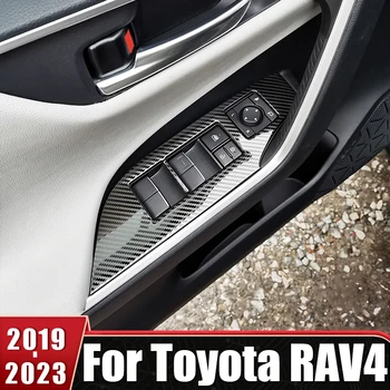 Наклейка На Панель Кнопки Подъема Оконного Стекла Из Нержавеющей Стали Для Toyota RAV4 RAV 4 XA50 2019 2020 2021 2022 2023 Аксессуары Для Гибридных Автомобилей