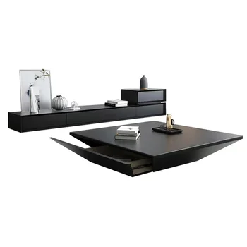Новейший дизайн мебели для гостиной Nordic luxury Деревянный квадратный журнальный столик черного цвета