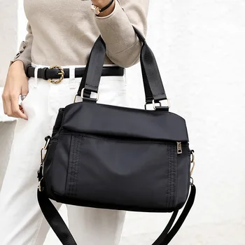 Новые Женские сумки через плечо, женская сумка-мессенджер из нейлоновой ткани Отличного качества, Модная дорожная сумка, Повседневная деловая сумка черного цвета