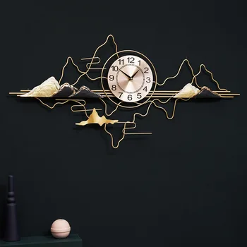 Новые настенные часы в китайском стиле Пейзаж В китайском стиле Настенные часы Для гостиной Домашнее Искусство Модное Украшение Легкие Роскошные Часы