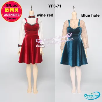Одежда BJD Бесплатная доставка, оригинальная юбка для девочек, 1/3 цвета красного вина, синяя юбка с отверстиями, без куклы или парика