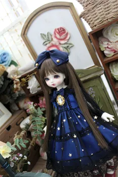 Одежда для куклы BJD подходит к размеру 1/3 1/4 1/6 Blythes темно-синее винтажное минималистичное платье аксессуары для куклы (юбка + диадема)