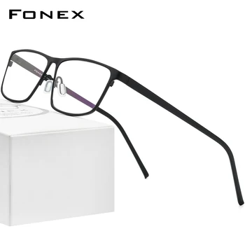 Оправа для очков FONEX из чистого титана, Мужские Очки 2020, Рецептурные очки для мужчин, Квадратные Очки, Оптические оправы для Близорукости, Очки 871