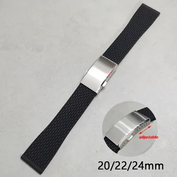 Резиновый ремешок для часов 20 мм 22 мм 24 мм Складная Пряжка для Fossil Ремешок для часов Быстроразъемный браслет для Huawei Watch Gt2/Gt3 Sport Band